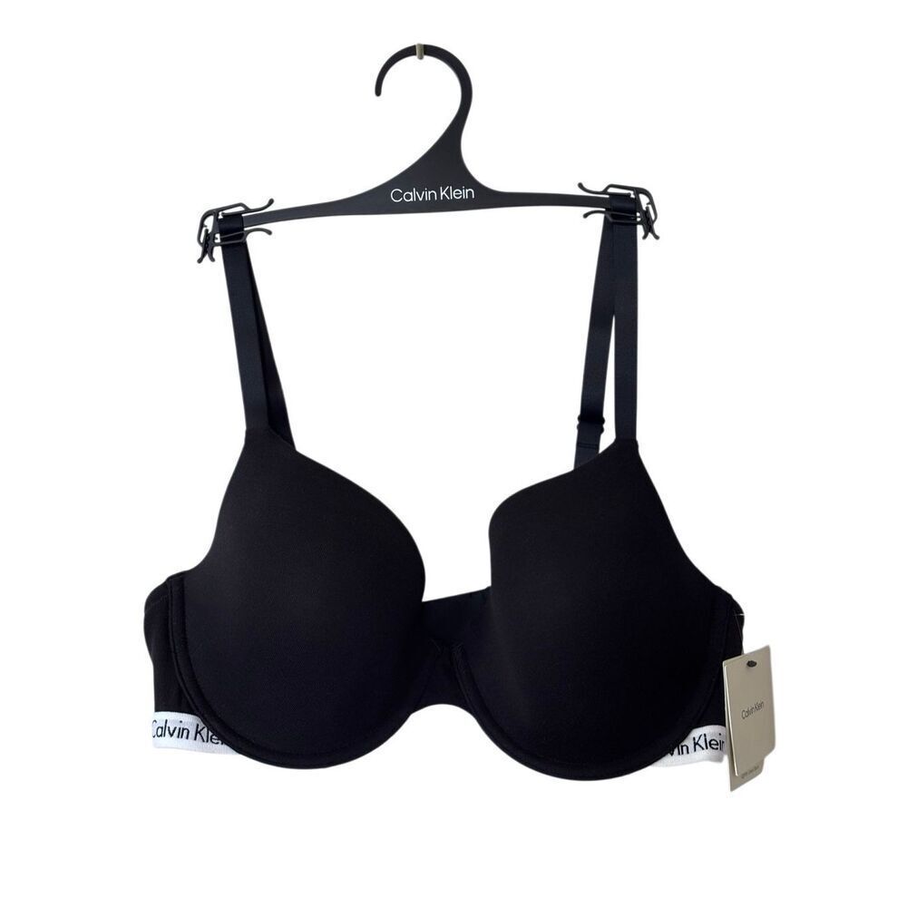 Calvin Klein Lightly Lined Demi Bra black white cotton 38 C NEW